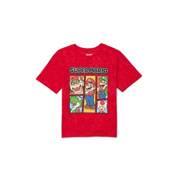 Super Mario Boys Backwall Graphic Print Tee with Short Sleeves, Sizes 4-18