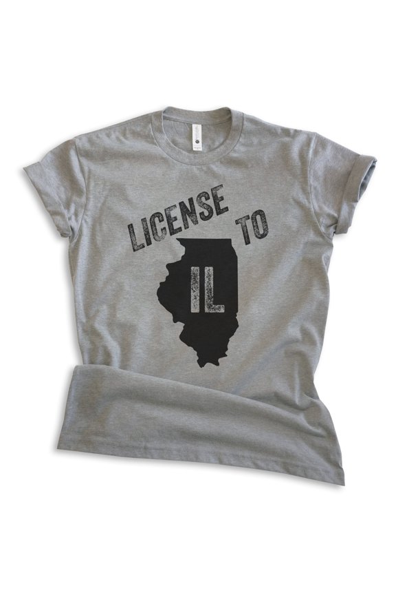 License To Il Illinois Shirt, Unisex Women's Men's Shirt, Chicago Shirt, Midwest Shirt, Dark Heather Gray, Medium