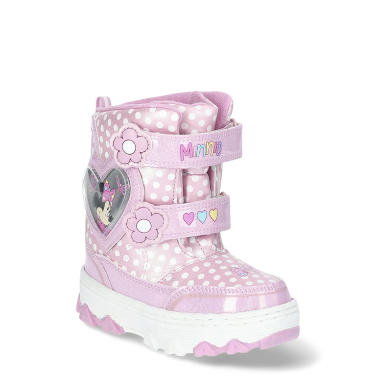 Minnie Mouse Toddler Girls Snow Boots Glittery Cozy Winter Shoes