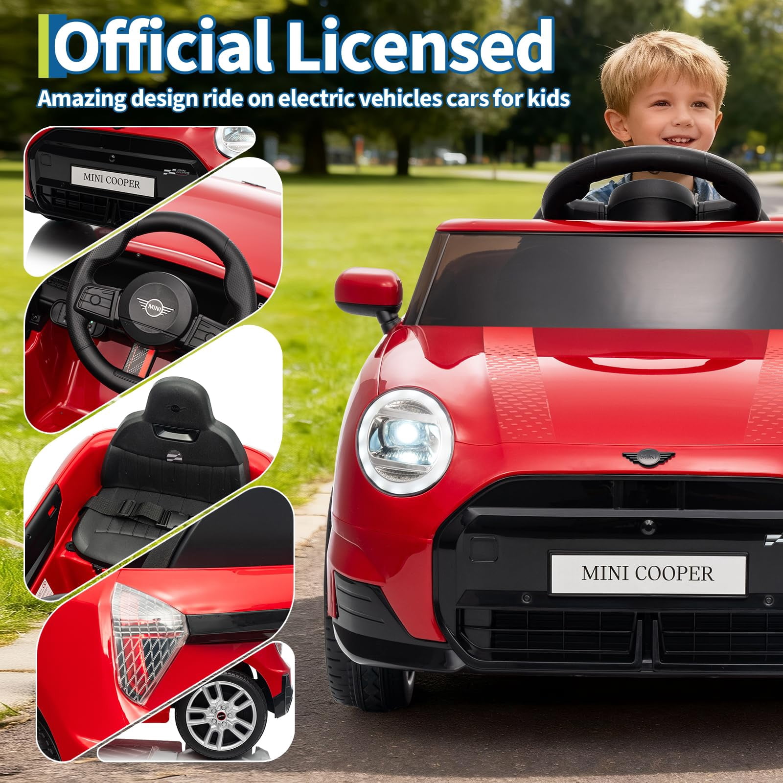 Electric Rv Mini Licensed 12V Mini Cooper Kids Electric Ride On Car, Battery Powered ...