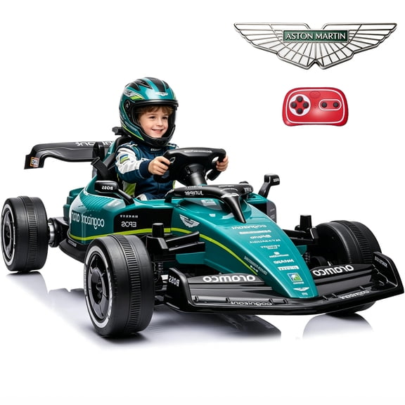 Licensed Aston Martin Electric Go Kart for Kids 3-8, 24V Drift Kart Ride on Toys Car, 4x100W Motors, Remote Control, EVA Wheels, Music Function, Drift Mode