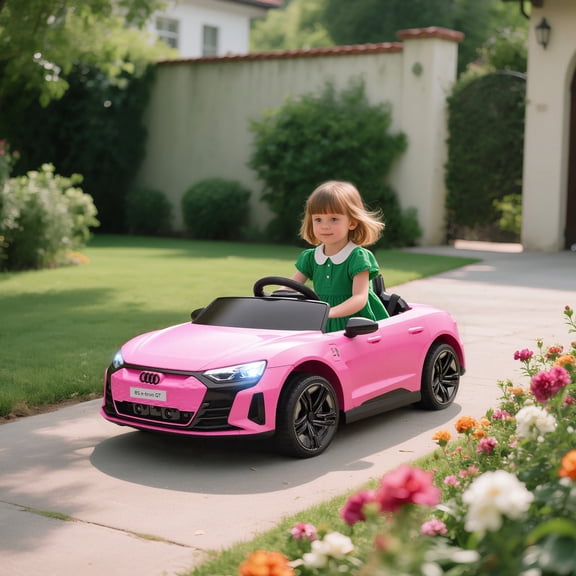 Licensed Audi RS e-tron GT 12V Ride On Car Truck w/ Parent Remote Control, Music, Lights, Pink
