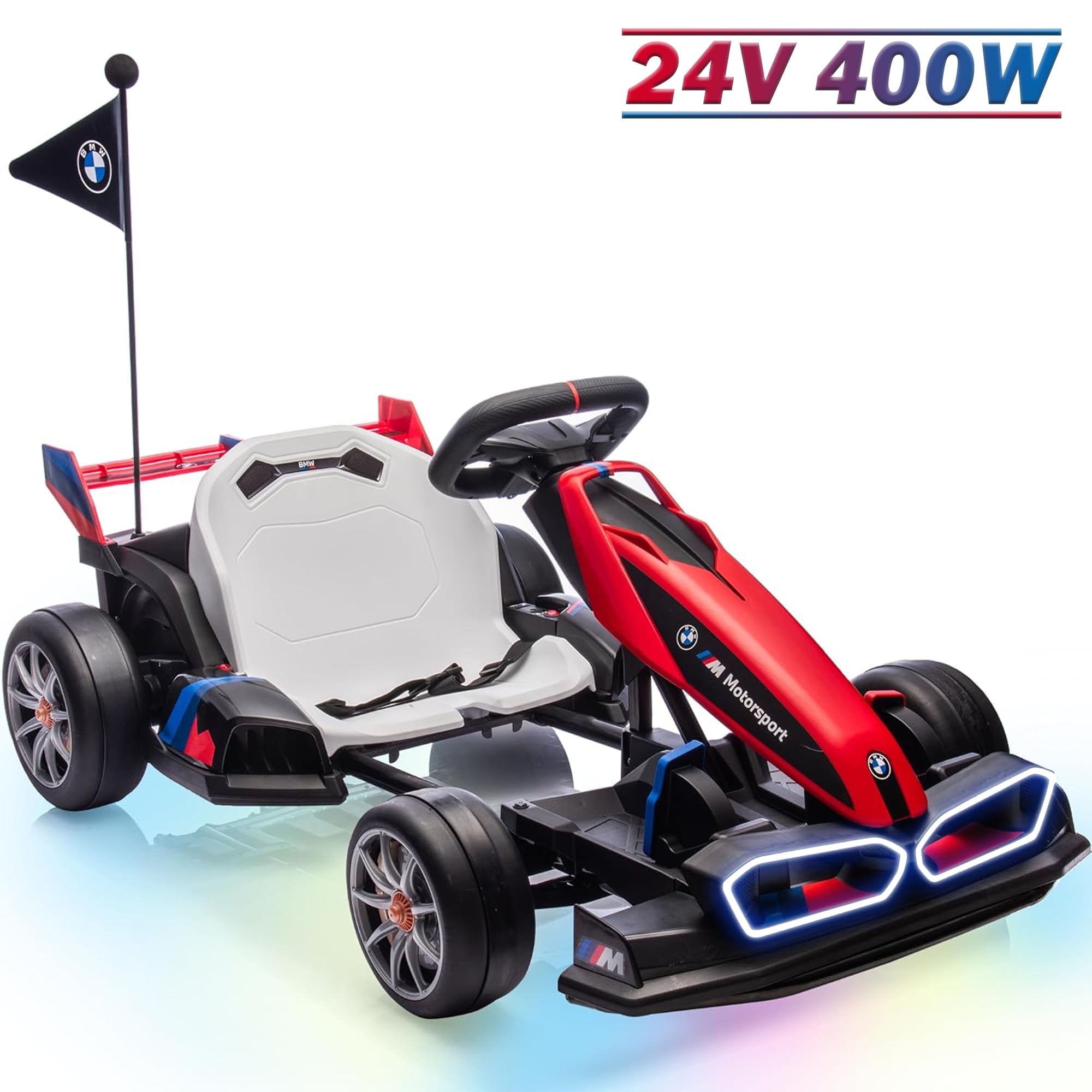 Licensed BMW Electric Go Kart for Kids 6-12, 36V 9AH Drift Kart Ride on Toys, Dual 300W Motors, Adjustable Seat, Drift Mode, 2 Speed, LED Lights