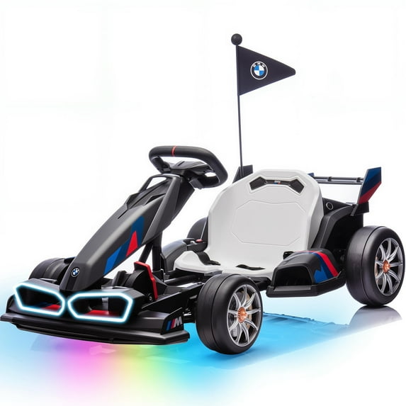 Licensed BMW Kids Electric Go Kart with Drift Mode, Dual 300W Motors, 36V Battery, Adjustable Seat & LED Lights, Akaber 2-Speed Drift Kart for Ages 6-12