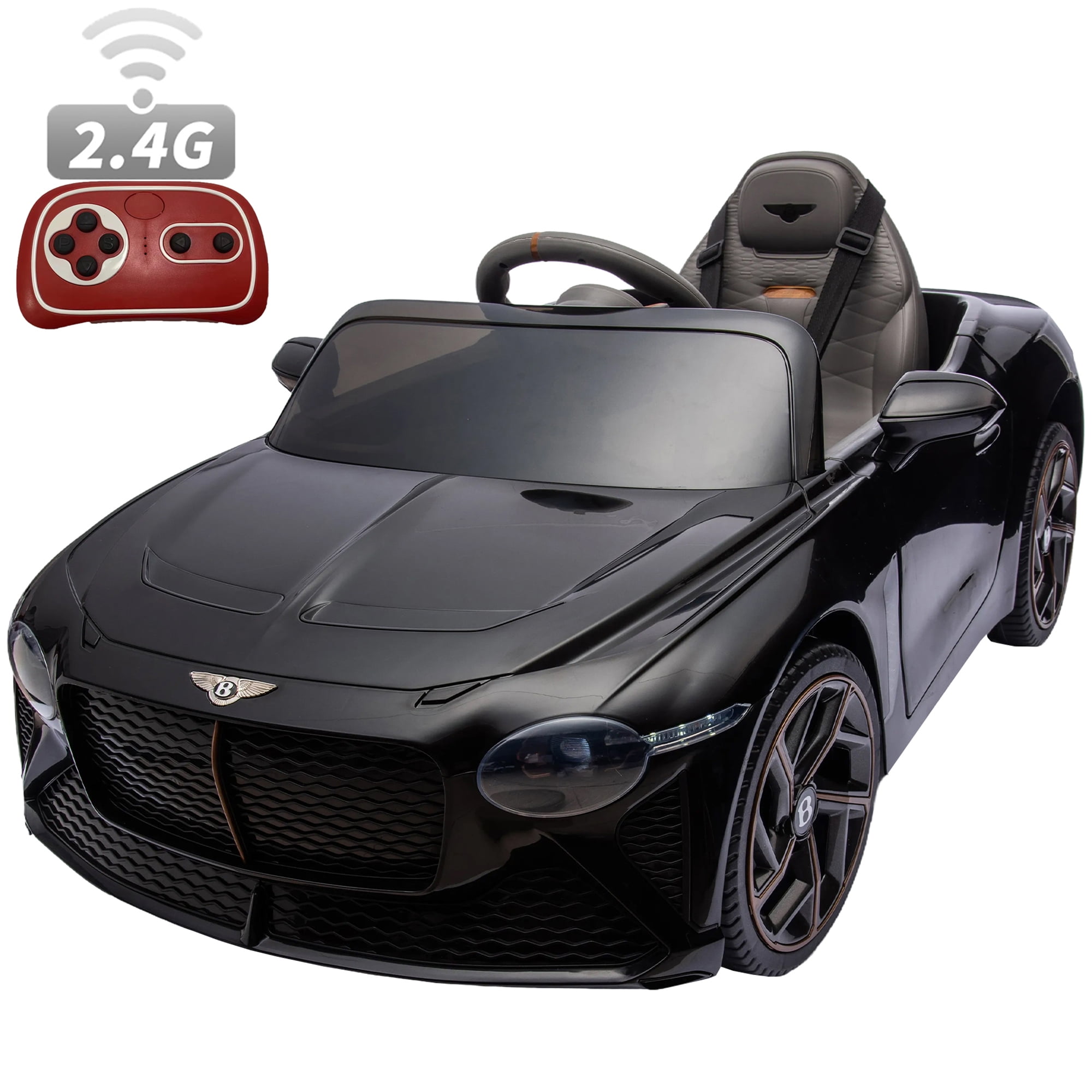 Licensed Bentley 12V Kids Ride on Car with Remote Control 7Ah Battery Powered Electric Ride on Toy w 3 Speeds Sports Car for Kids Gift Bluetooth