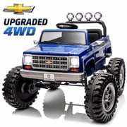 Licensed Chevrolet 4WD 24 Volt Ride on Toys, Joyracer 2 Seater Electric Car for Kids with Remote, Music, USB, LED Lights, Blue