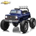 thumbnail image 1 of Licensed Chevrolet 24 Volt Ride on Toys, Joyracer Electric Car for Kids, Power Truck Wheels with Remote, Bluetooth, USB, LED Lights, Blue, 1 of 13