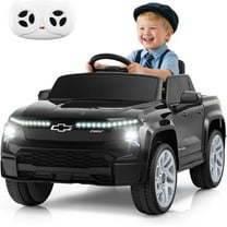 Licensed Chevrolet Silverado Ride on Car for Kids by OLAKIDS, 12V Battery Powered Electric Vehicle with Shock Absorption, Remote Control, Headlight, Bluetooth, Power Display, USB, Aged 3-8