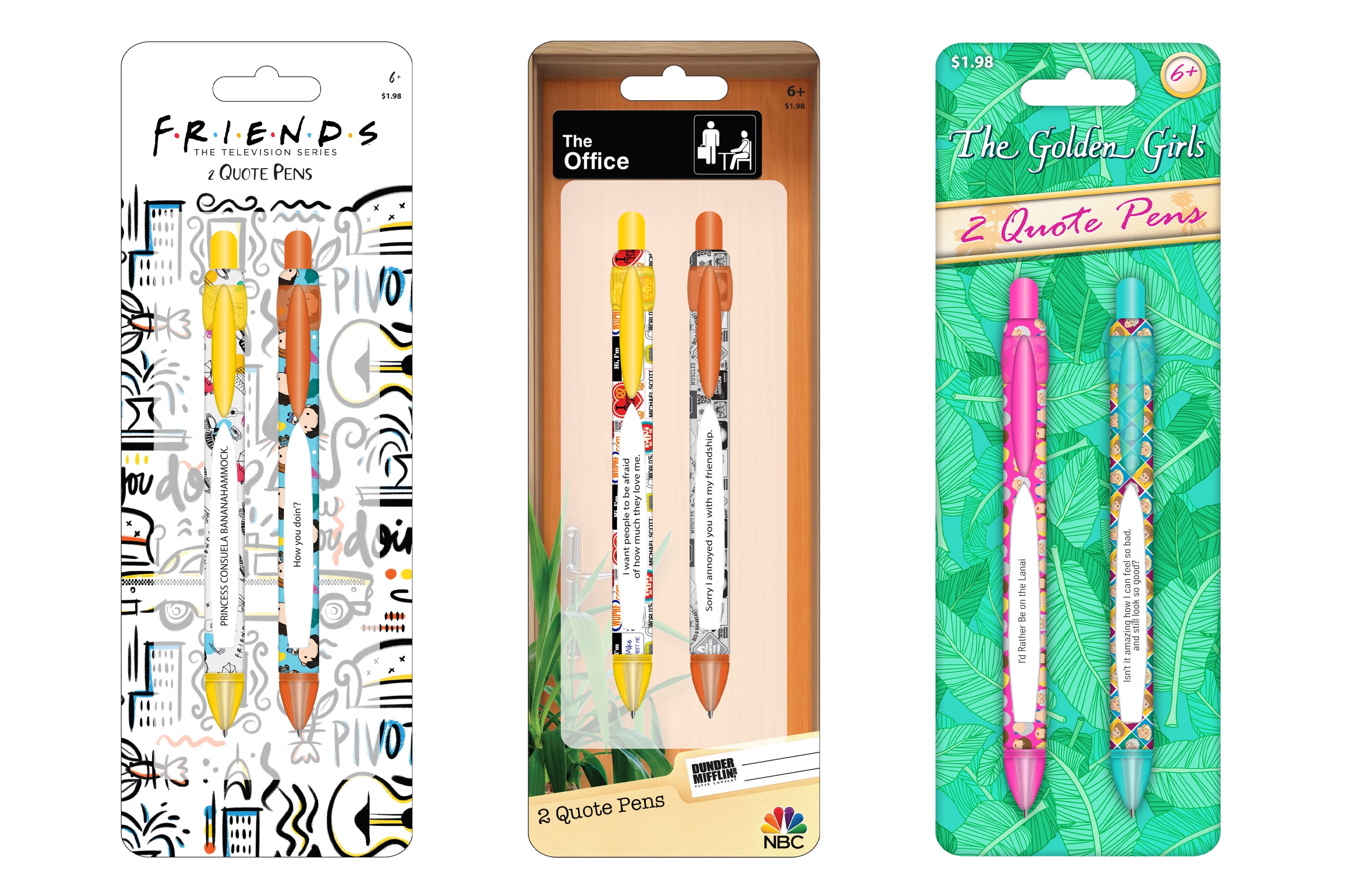 Licensed Chibi Art Style Valentine Quote Pen Set, 2.8-Inches Wide