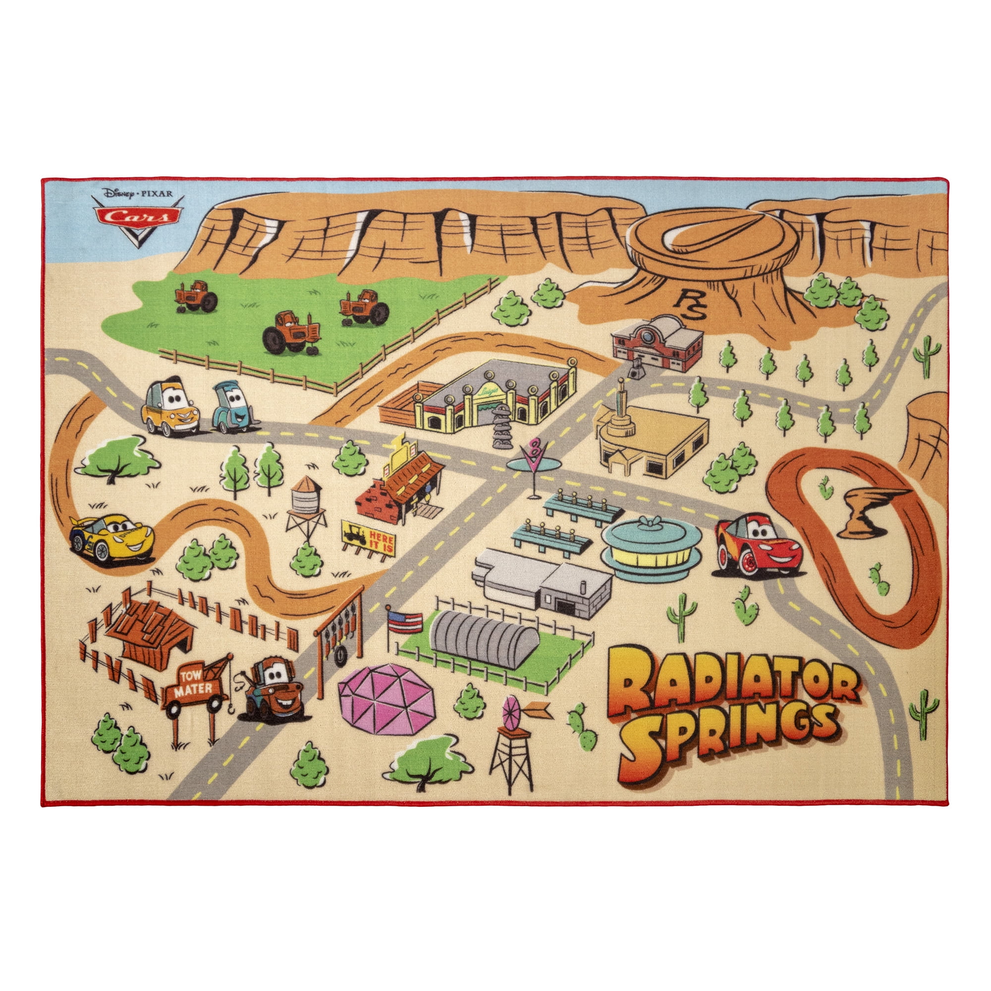 GA GERTMENIAN Licensed Disney Cars Radiator Springs Youth Play Digital Printed Area Rug by Gertmenian, 4'6"x6'6"