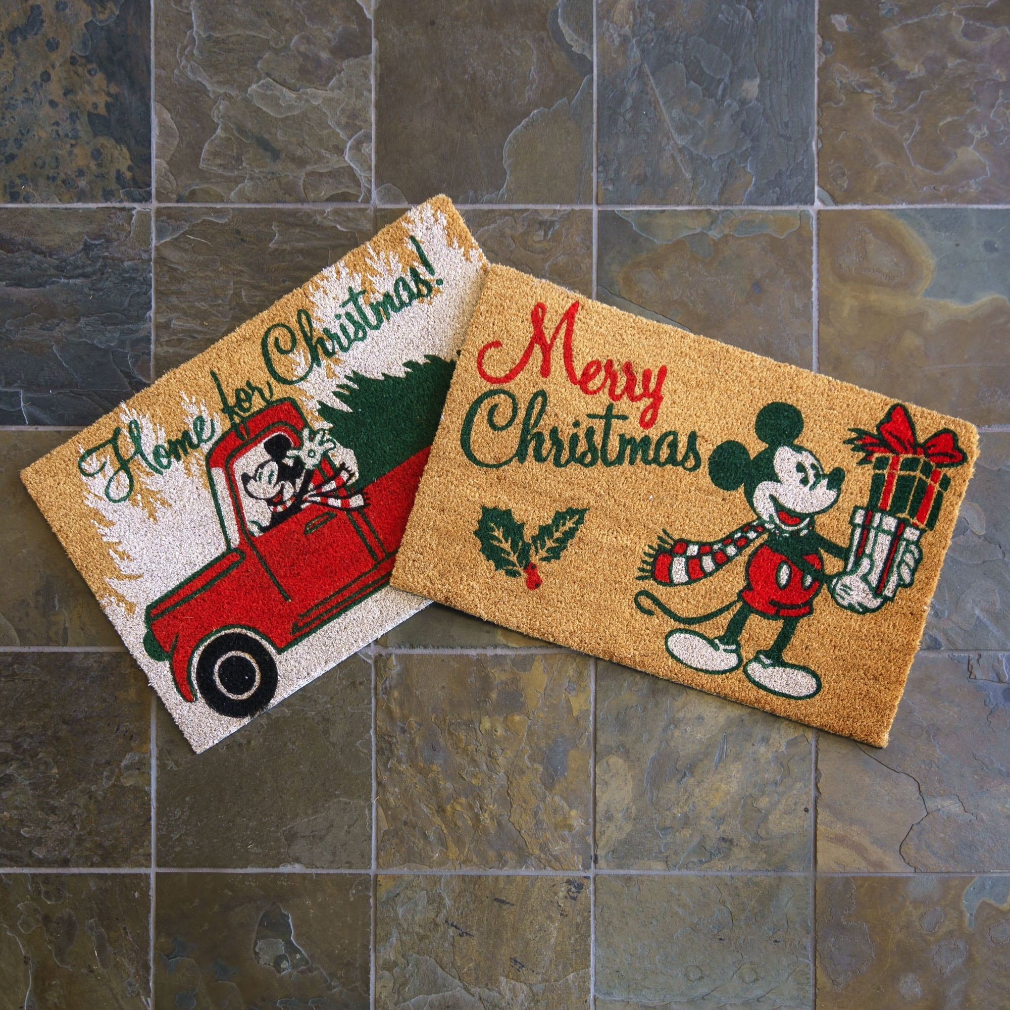 Home for the holidays hotsell custom doormat, Mickey Custom doormat, personalized doormat, front porch decor, merry Christmas decor