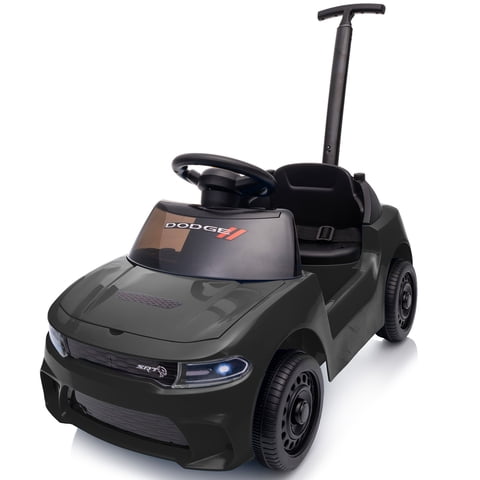 Licensed Dodge SRT Toddlers Push Car Ride on Toys, Riding Toys with Handle for Ages 1‑3, Black