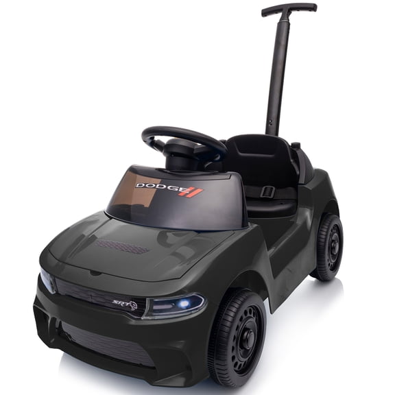Licensed Dodge SRT Toddlers Push Car Ride on Toys, Riding Toys with Handle for Ages 1‑3, Black