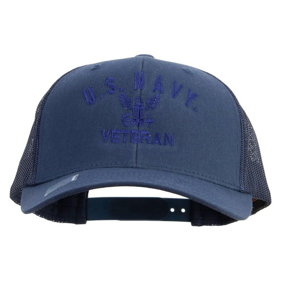 Eagle Navy Veteran Embroidered Retro Trucker Cap - Navy OSFM