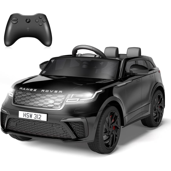 Licensed Electric Ride-On Truck, Remote Control, Land Rover Style, MP3, LED Lights, Rocking Mode, Safety Belt, for Ages 37 Months and Up,Black