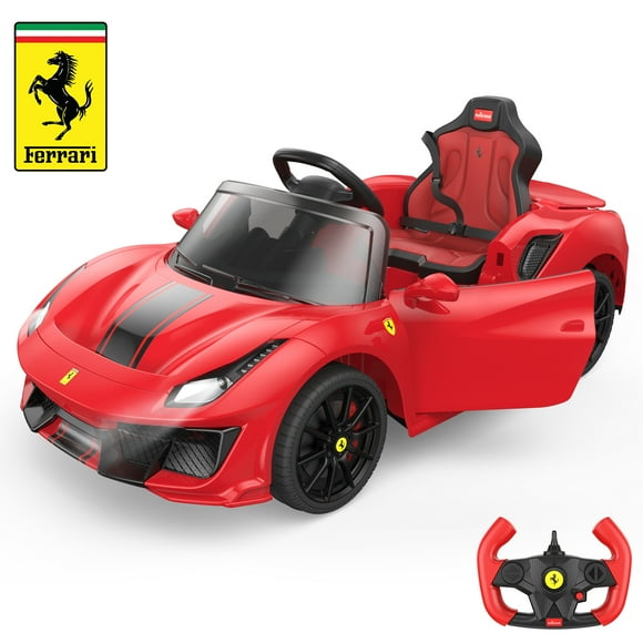 Licensed Ferrari 488 PISTA SPIDER Ride On Car with Speaker, 12V Battery Powered Kids Electric Car, Remote Control, Openable Doors, Leather Seat, Braking System, Spring Suspension, Light, Red
