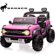 2 Seats 24V Electric Car for Big Kids, Licensed Ford Bronco Raptor Powered Ride On Car with 4 Wheels Spring Suspension, Parent Remote Control, 24V Ride On Toys for Ages 3-8 Boys Girls Gifts, Pink