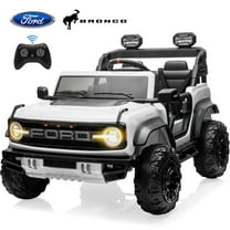 2 Seats 24V Electric Car for Big Kids, Licensed Ford Bronco Raptor Powered Ride On Car with 4 Wheels Spring Suspension, Parent Remote Control, 24V Ride On Toys for Ages 3-8 Boys Girls Gifts, White