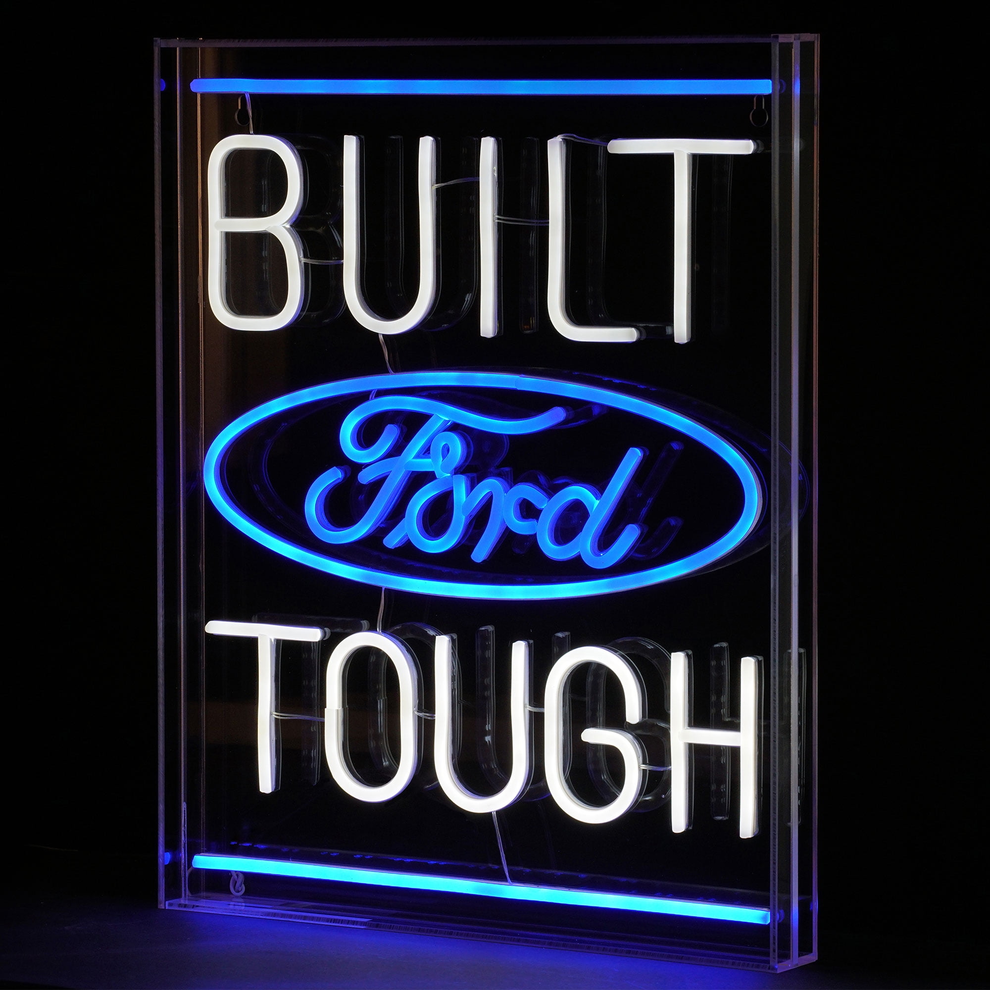 Licensed Ford Built Tough Blue and White Acrylic LED Sign