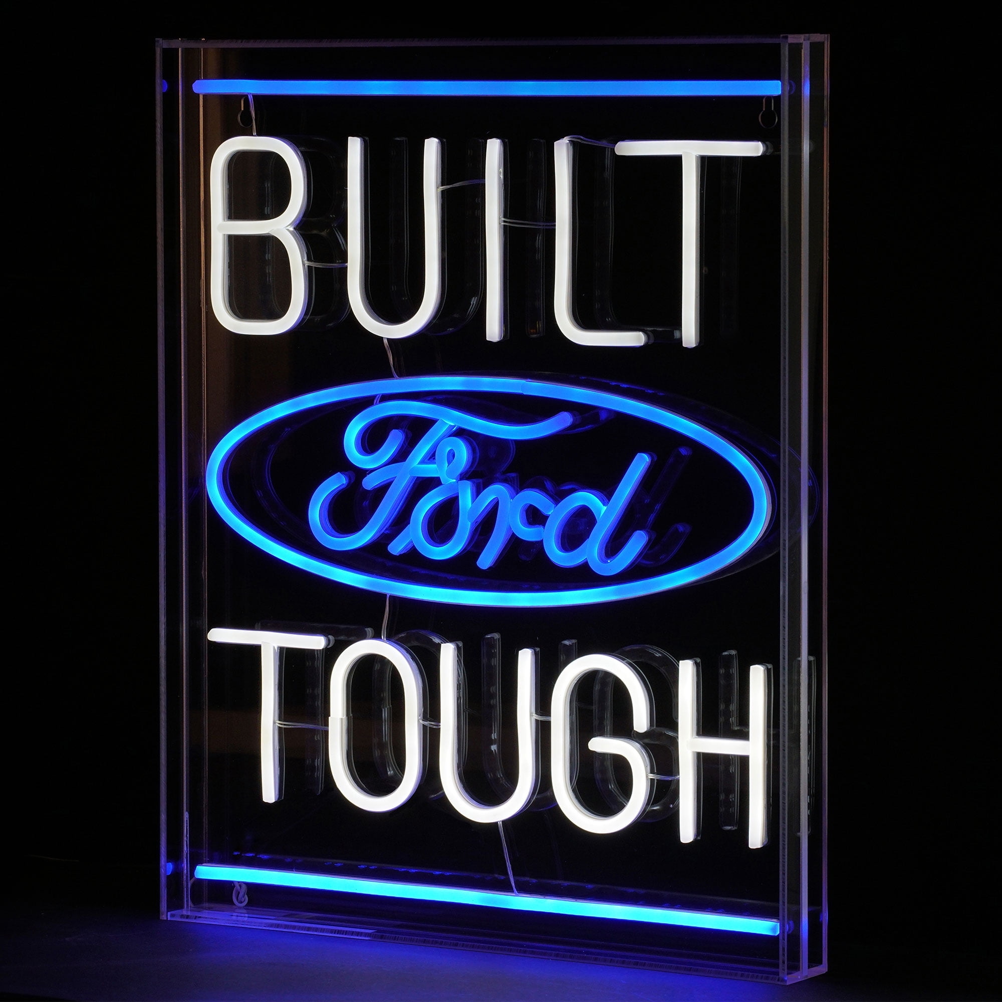 Licensed Ford Built Tough Blue and White Acrylic LED Sign