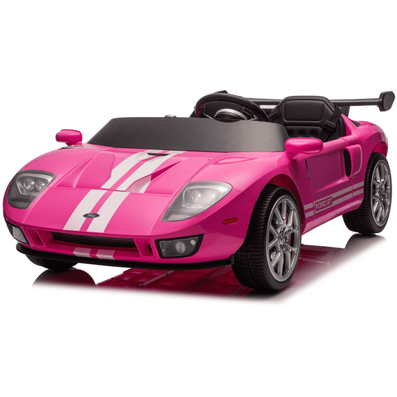 Licensed Ford GT Ride on Toys for Kids, 4WD 24 Volt Ride on Cars with Remote Control, 2 Seater 24V Ride ons, Power Car Wheels, LED Lights, Music, Ride on Toys for Toddlers Boys Girls Gift, Pink
