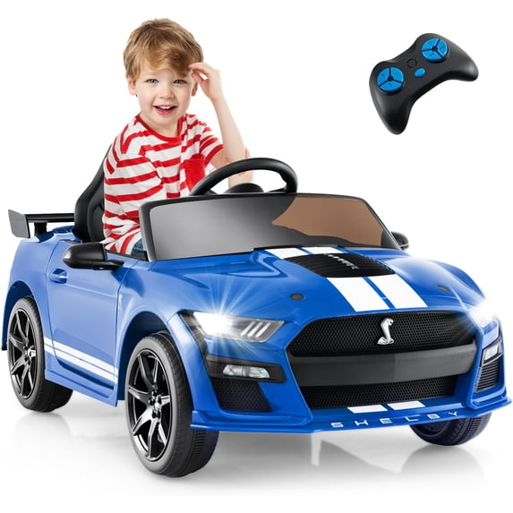 Licensed Ford Mustang GT500 Ride on Car for Kids by OLAKIDS, Battery Powered Electric Vehicle with Remote Control, Headlight, Power Display, USB, Music, Radio, Aged 3-8