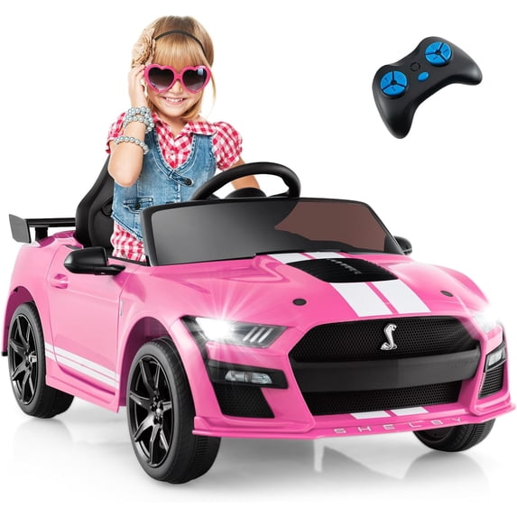 Licensed Ford Mustang GT500 Ride on Car for Kids by OLAKIDS, Battery Powered Electric Vehicle with Remote Control, Headlight, Power Display, USB, Music, Radio, Aged 3-8