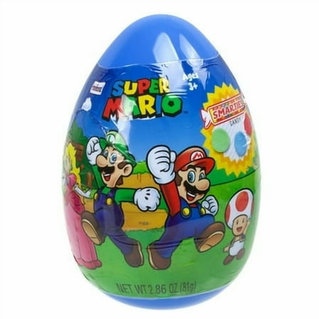 Super Mario Licensed Giant Plastic Egg with Smarties Candy 2.86 oz Collectible Gift