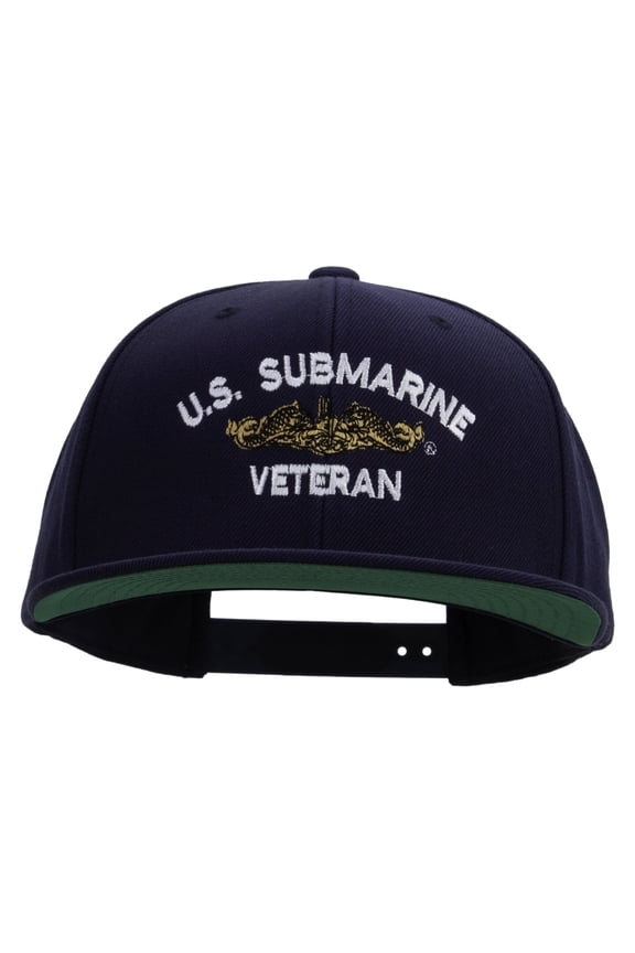 Golden Dolphin US Submarine Veteran Embroidered Wool Blend Prostyle Snapback Cap - Navy OSFM