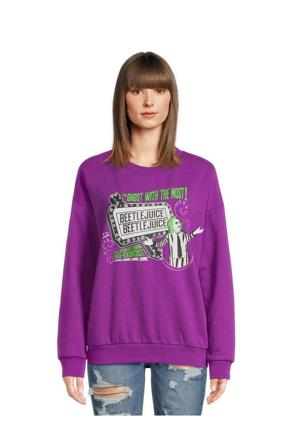 Beetlejuice Women’s Graphic Print Crewneck Sweatshirt (Women's), Sizes XS-3XL
