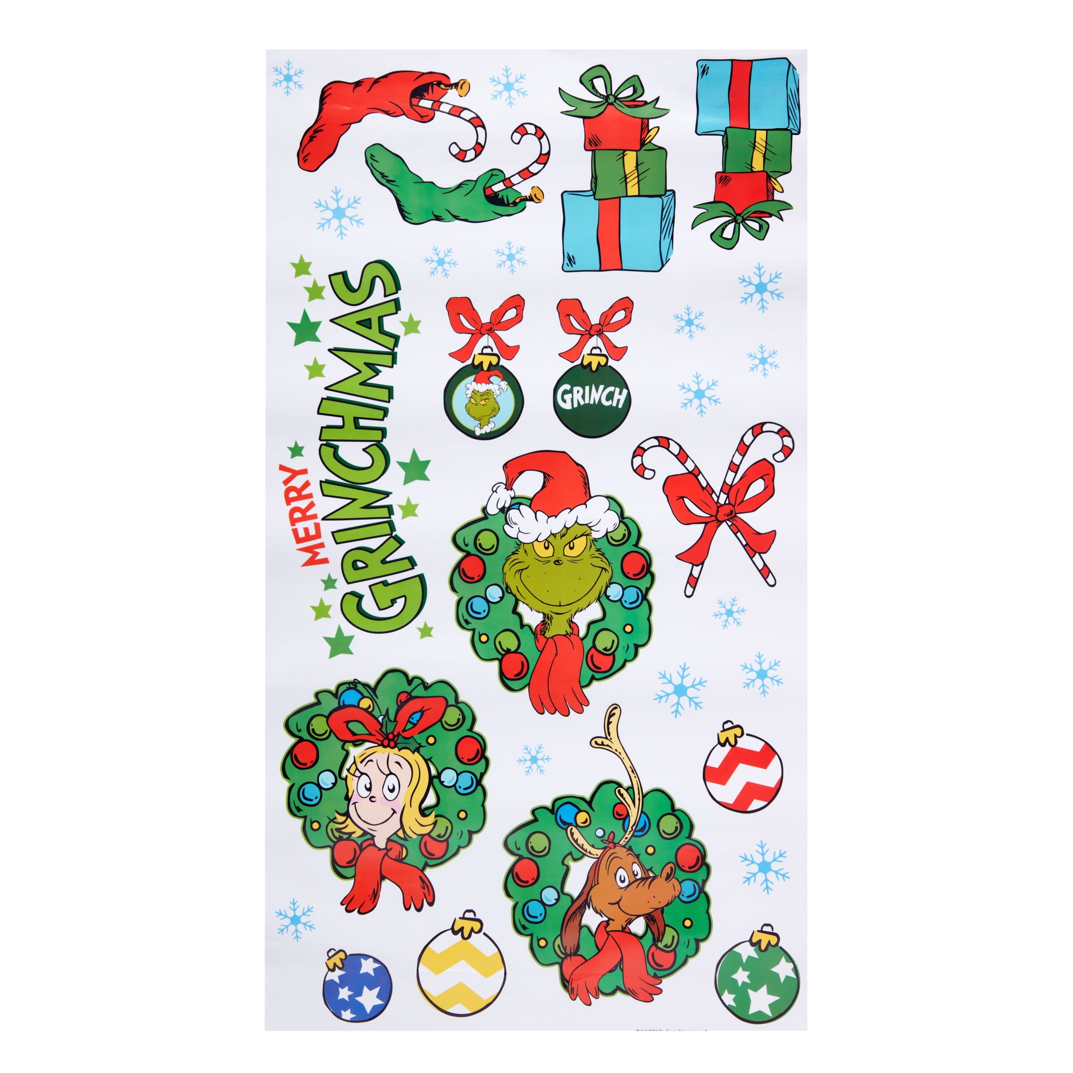 Licensed Grinch Super Window Christmas Cling, 15.5 x 27.5 inch, Holiday Time