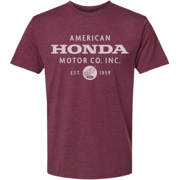Licensed Honda Motor Company Mens Short Sleeve T-Shirt Maroon LG
