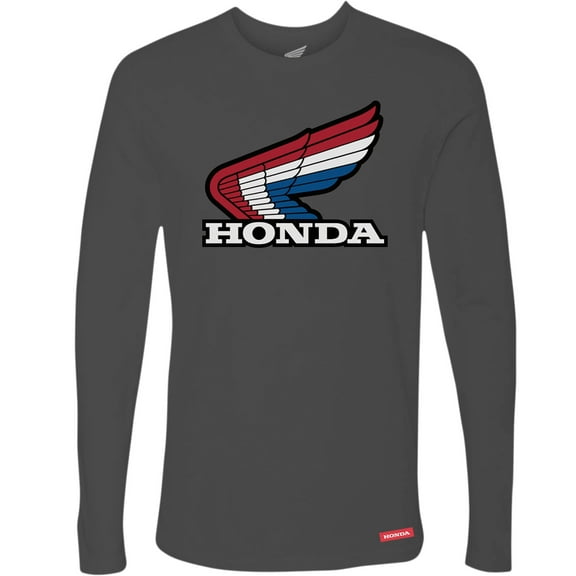 Licensed Honda Wing Mens Long Sleeve T-Shirt Charcoal MD