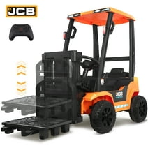 Licensed JCB 12V Powered Ride on Car to Forklift, Toddler Ride on Toy with Lifting Pallet, Remote Control, 4 Wheels Electric Construction Vehicle for Kids 3-6 Years Old, Yellow