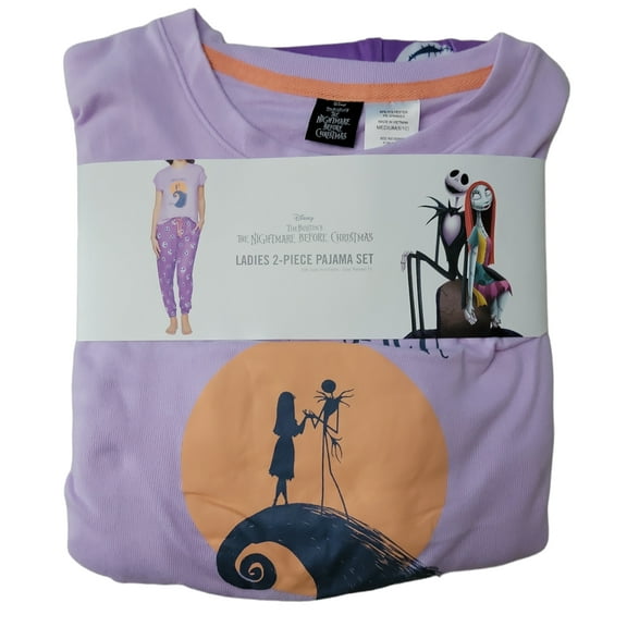 Licensed Ladies Short Sleeve Top with Pant Drawstring Comfortable Pajama Set (Sally & Jack, L (12/14))