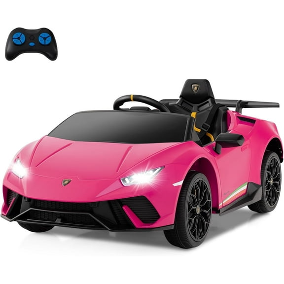 Licensed Lamborghini Huracan Ride on Car by OLAKIDS, 12V Kids Electric Vehicle Battery Powered Toy with Remote Control, LED Lights, Spring Suspension, Bluetooth, MP3, Aged 3-8 Years
