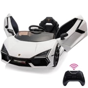 Licensed Lamborghini Revuelto Ride-On Car for Kids 12V Battery-Powered Electric Vehicle with Remote Control, Music, Bluetooth, USB, and Headlights, White