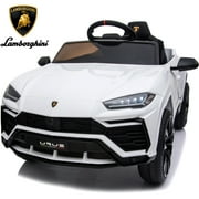 Licensed Lamborghini Ride on Car with Remote Control Kids Ride on Toy for Girls and Boys 12V Powered Electric Vehicles for 3-5 Years Old, USB, Ride on Truck, Headlight, White