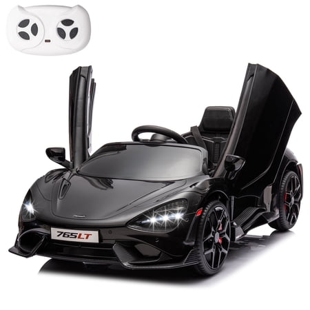 Licensed McLaren765LT Electric Ride on Cars for Kids, 12V Powered Ride on Toys with Parent Remote Control, Electric Car for 3-6 w/Music Player/LED Lights/Safety Belt, Black