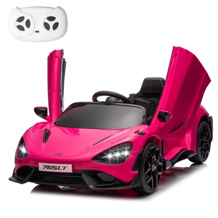 Licensed McLaren765LT Electric Ride on Cars for Kids, 12V Powered Ride on Toys with Parent Remote Control, Electric Car for 3-6 w/Music Player/LED Lights/Safety Belt, Pink