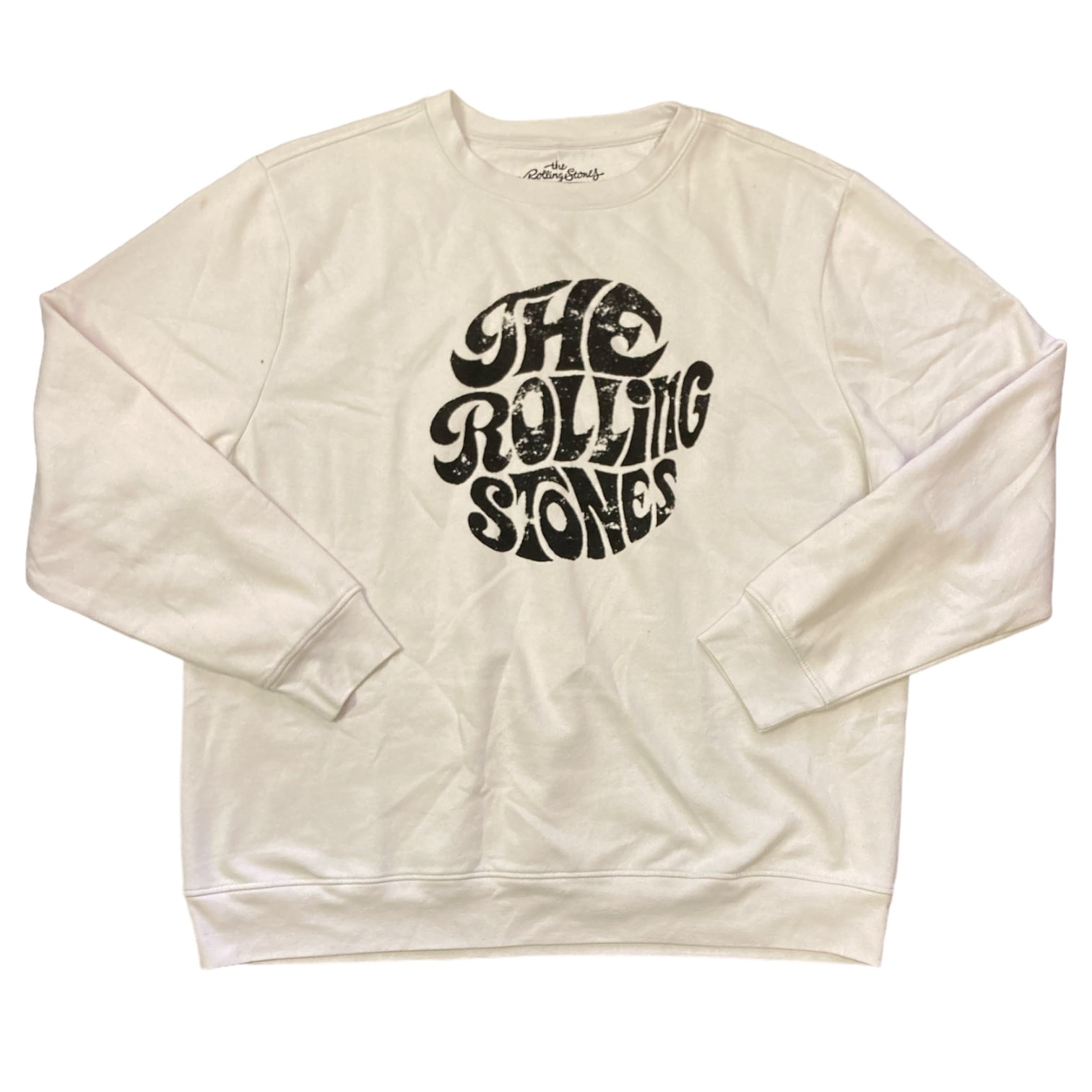 Licensed Men s Graphic Fleece Crew Long Sleeve Pullover Sweatshirt The Rolling Stones L