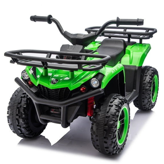 iRerts 24V Electric Ride on ATV, 24V Kids Ride on Toys for Kids Boys Girls Ages 3-5, Battery Powered Kids Electric Cars with Bluetooth, Music, LED Lights, Front/Rear Storage Racks, Green