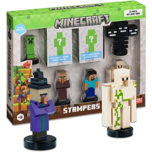 Licensed Mine Craft Self-Inking Stampers | Deluxe Collector Sets - Game Signature Style Mine Craft Characters (2.5in. Tall) (8-Pack Collectors' Edition, Mine Craft Steve Assortment)