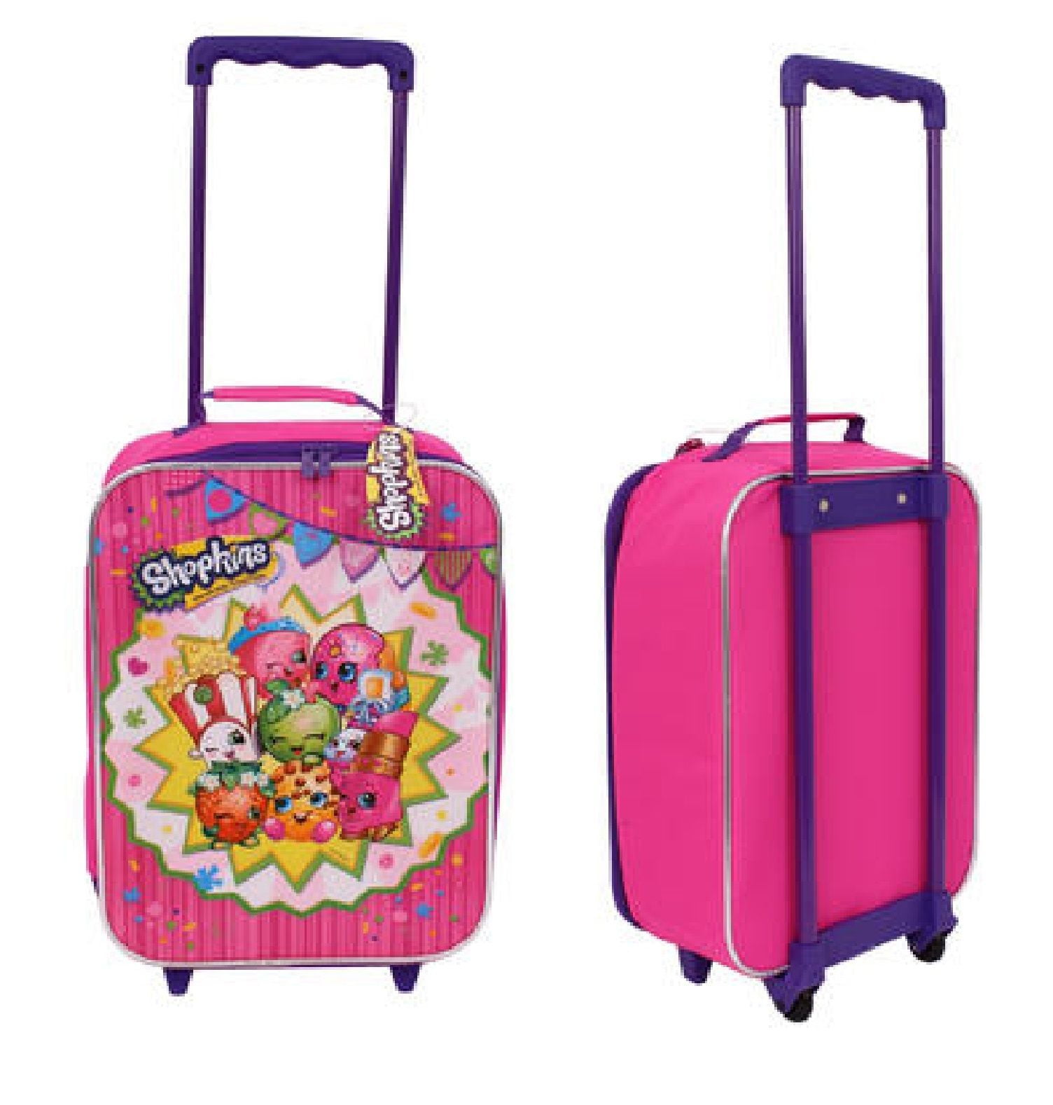 Licensed Moose Shopkins Pink Canvas Pilot Girls Rolling Luggage
