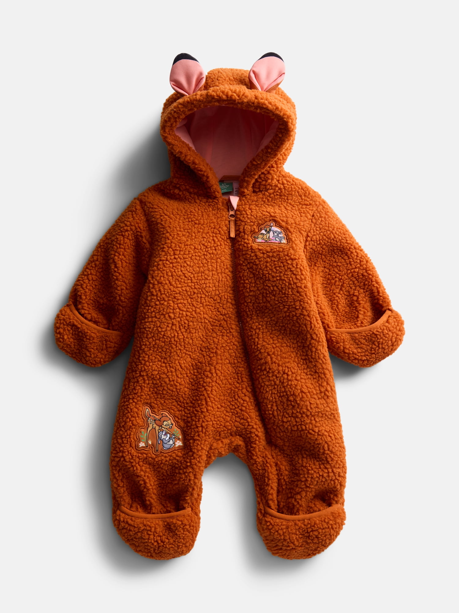 Bambi Infants Faux Shearling Full Zip Hooded Bodysuit, Sizes 0-9 M