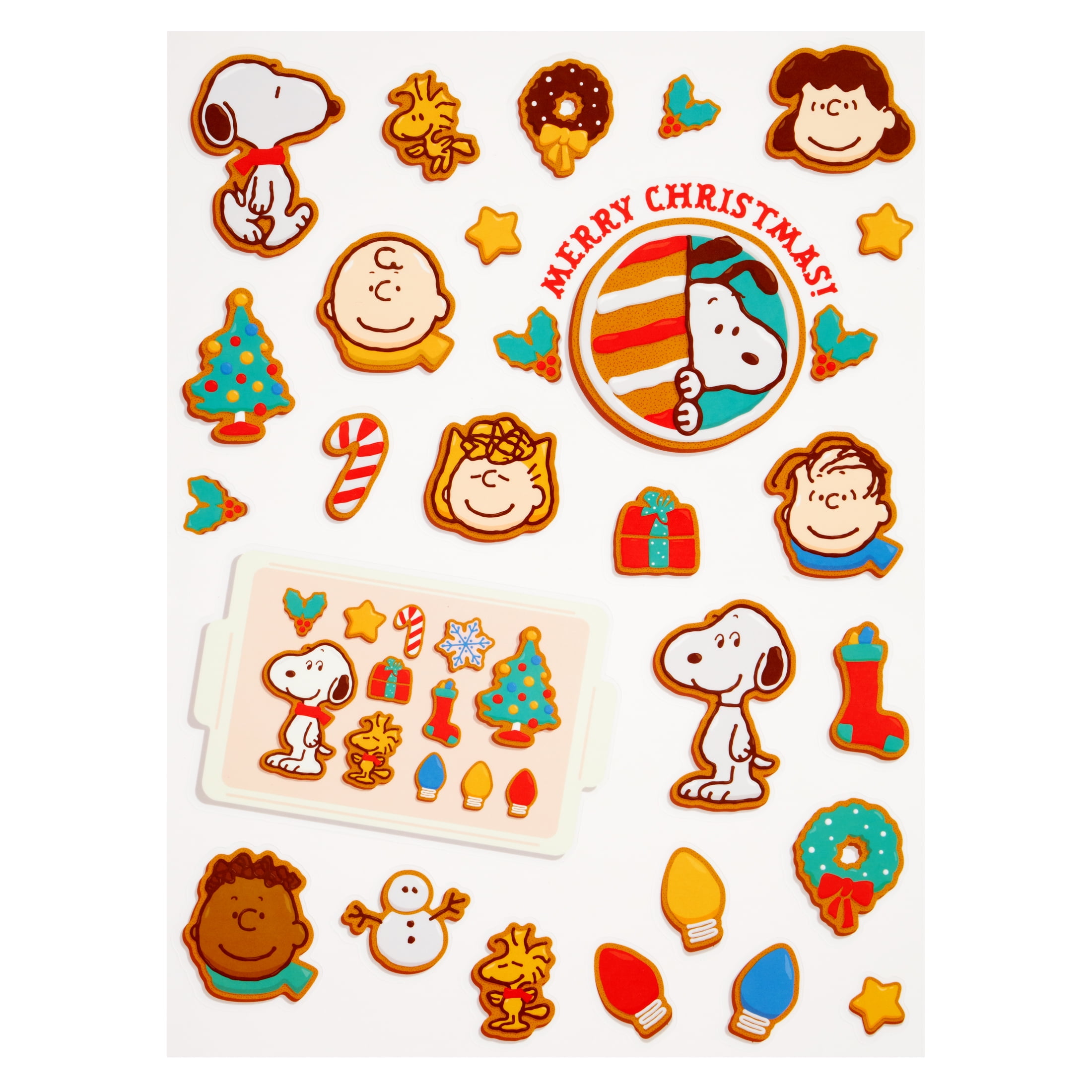 Licensed Peanuts Window Christmas Clings, 11" x 17, Easy Decorating, Reusable
