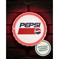 thumbnail image 1 of Licensed Pepsi Bottle Cap LED Neon Rope Sign 12" Round Vintage Light Up Wall Decor Retro Soda Logo for Man Cave Bar Garage Game Room USB Powered Neon Wall Art, 1 of 9