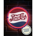 thumbnail image 1 of Licensed Pepsi Cola Bottle Cap LED Neon Rope Sign 12" Round Vintage Light Up Wall Decor Retro Soda Logo for Man Cave Bar Garage Game Room USB Powered Neon Wall Art, 1 of 9
