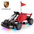 thumbnail image 1 of Licensed Porsche 24V Go Kart Ride on Toys Electric Go Kart for Boys Girls Age 6-12 Years Old, White & Red, 1 of 11