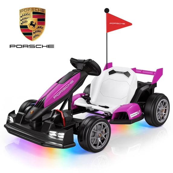 Porsche 24V Electric Go Kart Ride-On Toy for Boys Girls 6-12, Pink